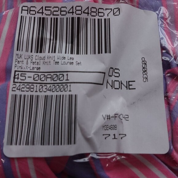 NWOT MUK LUKS Cloud Knit Wide Leg Pants Sz XL Pink Striped Pull On Drawstring - Picture 5 of 5